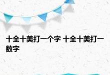 十全十美打一个字 十全十美打一数字 