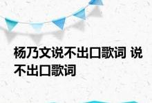 杨乃文说不出口歌词 说不出口歌词 