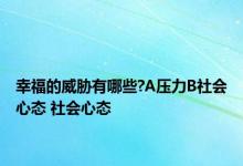 幸福的威胁有哪些?A压力B社会心态 社会心态 