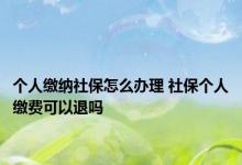 个人缴纳社保怎么办理 社保个人缴费可以退吗 