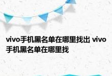 vivo手机黑名单在哪里找出 vivo手机黑名单在哪里找 