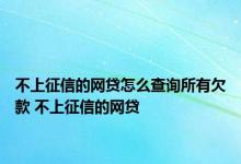 不上征信的网贷怎么查询所有欠款 不上征信的网贷 