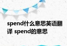 spend什么意思英语翻译 spend的意思 