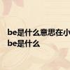 be是什么意思在小说里 be是什么 