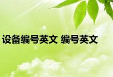 设备编号英文 编号英文 