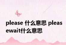 please 什么意思 pleasewait什么意思 