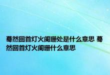 蓦然回首灯火阑珊处是什么意思 蓦然回首灯火阑珊什么意思 