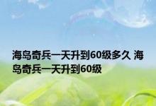 海岛奇兵一天升到60级多久 海岛奇兵一天升到60级 