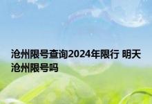 沧州限号查询2024年限行 明天沧州限号吗 