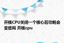 开核CPU关闭一个核心后功耗会变低吗 开核cpu 