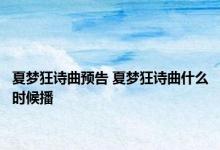 夏梦狂诗曲预告 夏梦狂诗曲什么时候播 