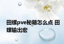 田螺pve秘籍怎么点 田螺输出宏 