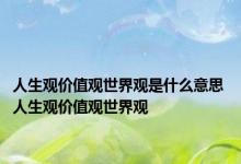 人生观价值观世界观是什么意思 人生观价值观世界观 