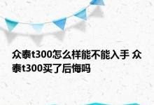 众泰t300怎么样能不能入手 众泰t300买了后悔吗 