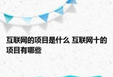 互联网的项目是什么 互联网十的项目有哪些 