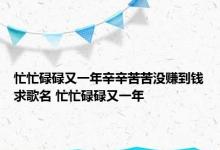 忙忙碌碌又一年辛辛苦苦没赚到钱求歌名 忙忙碌碌又一年 