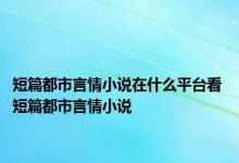 短篇都市言情小说在什么平台看 短篇都市言情小说 