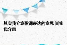 其实我介意歌词表达的意思 其实我介意 