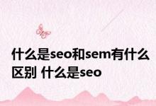 什么是seo和sem有什么区别 什么是seo 